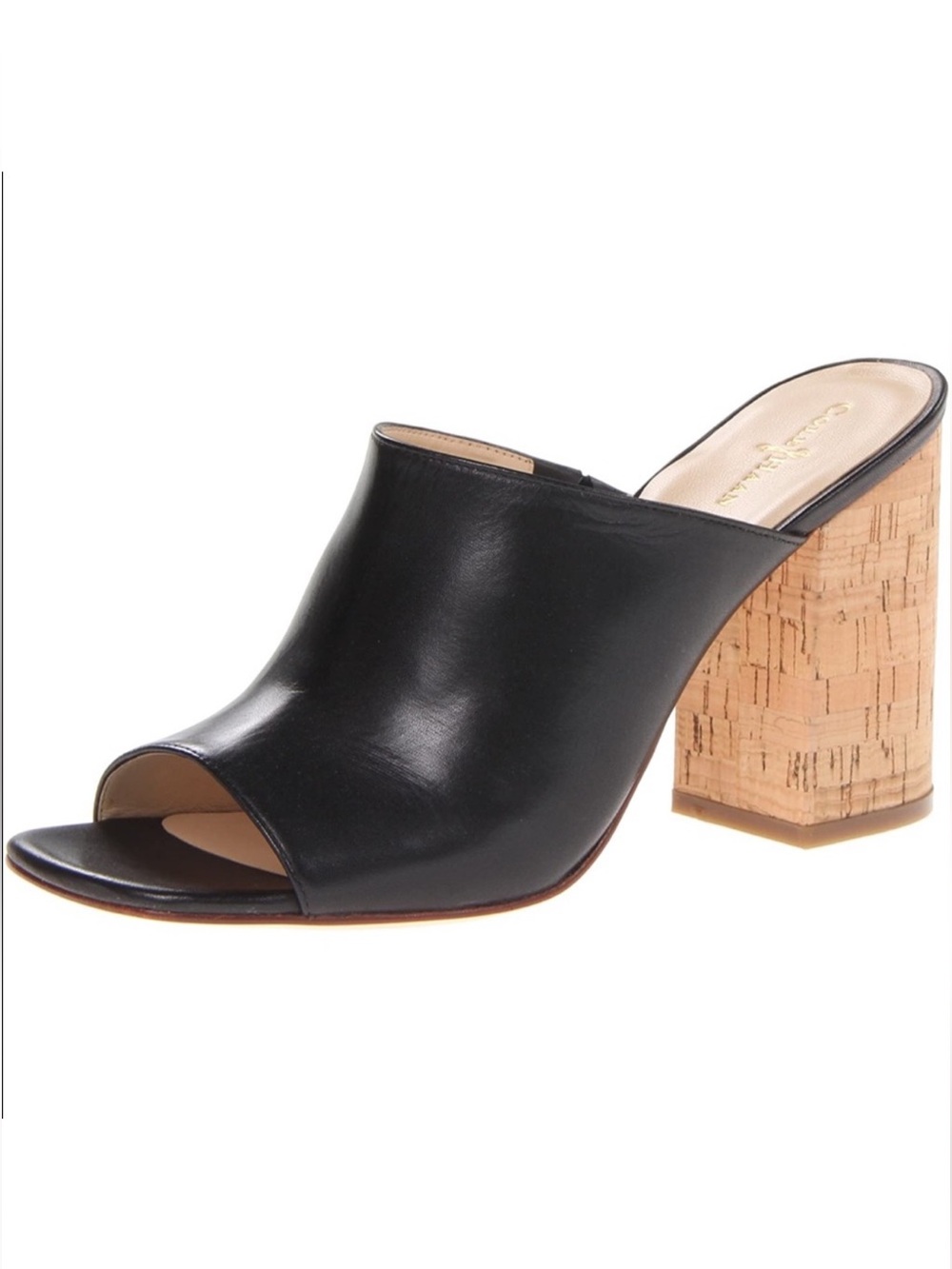 COLE HAAN Luci Leather Cork Block Heel Square Mule